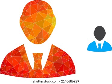 icono de patrón bajo con gradiente de color llama. Icono poligonal del patrón triangulado de color fuego. El vector del patrón poligonal se construye con triángulos de colores aleatorios.