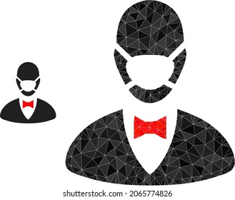 lowpoly boss mask icon on a white background. Flat geometric polygonal symbol based on boss mask icon. Polygonal boss mask vector filled from chaotic triangles.