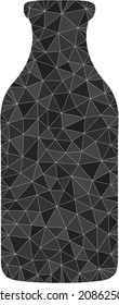 Low-poly bottle icon illustration is constructed from randomized filled triangles. Triangle bottle polygonal icon vector illustration. Bottle icon is filled with triangles.