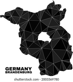 Landkarte mit Low-Poly-Brandenburg. Der Kartenvektor des Polygonal Brandenburgischen Landes ist mit zufälligen Dreiecken gefüllt. Triangulated Brandenburg Land Karte polygonal Modell für patriotische Zwecke.