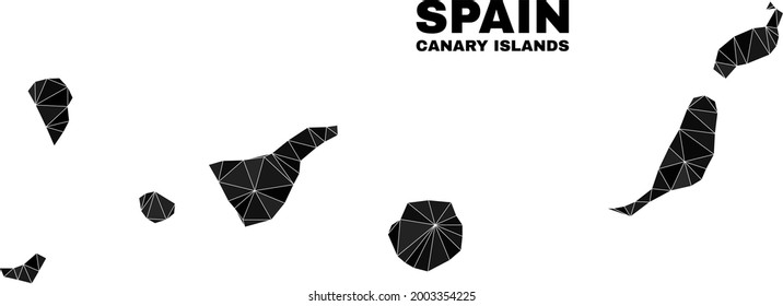 Low-poly Canary Islands map. Polygonal Canary Islands map vector is designed with random triangles. Triangulated Canary Islands map polygonal collage for political posters.