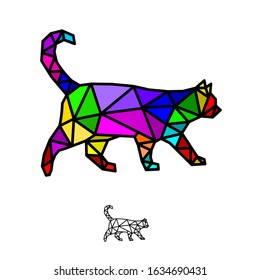 lowpoly cat pop art t shirt design polygonal editable eps