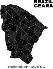 lowpoly Ceara state map. Polygonal Ceara state map vector is designed from randomized triangles. Triangulated Ceara state map polygonal collage for patriotic purposes.