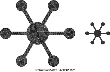 lowpoly central node icon on a white background. Flat geometric lowpoly illustration based on central node icon. Polygonal central node vector is designed of random triangles.