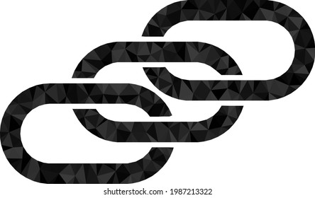 Low-poly chain links constructed of random filled triangles. Triangle chain links polygonal symbol illustration. Chain Links icon is filled with triangles.