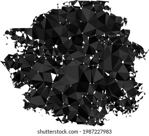 Low-poly charcoal textured spot combined with random filled triangles. Triangle charcoal textured spot polygonal icon illustration. Charcoal Textured Spot icon is filled with triangles.