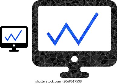 lowpoly chart monitoring icon on a white background. Flat geometric lowpoly illustration based on chart monitoring icon. Polygonal chart monitoring vector is filled with randomized triangles.