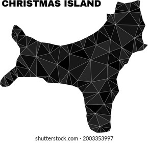 Low-poly Christmas Island map. Polygonal Christmas Island map vector constructed of chaotic triangles. Triangulated Christmas Island map polygonal collage for education purposes.