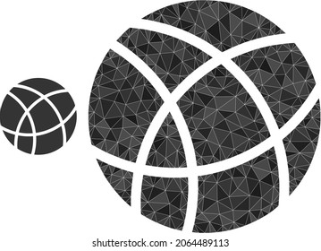 Low-poly clew ball icon on a white background. Flat geometric 2d modeling illustration based on clew ball icon. Polygonal clew ball vector filled of scattered triangles.
