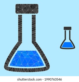 lowpoly closed retort icon on a light blue background. Polygonal closed retort vector constructed with randomized triangles. Triangulated closed retort polygonal icon illustration.
