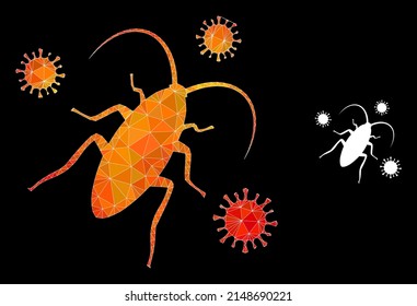 lowpoly cockroach infection icon with orange colorful gradient. Triangulated orange colored cockroach infection polygonal 2d illustration.