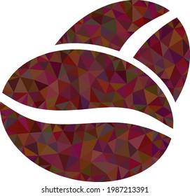 Low-poly coffee bean designed with randomized filled triangles. Triangle coffee bean polygonal icon illustration. Coffee Bean icon is filled with triangles.
