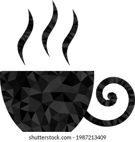 Low-Poly-Kaffee-Tasse kombiniert mit zufällig gefüllten Dreiecken. Triangle coffee cup polygonal 2d Illustration. Das Café-Cup-Symbol ist voller Dreiecke.