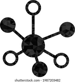 Low-poly connections combined of random filled triangles. Triangle connections polygonal icon illustration. Connections icon is filled with triangles.