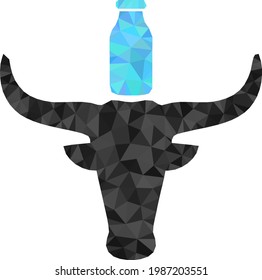 Low-poly cow milk combined with random filled triangles. Triangle cow milk polygonal symbol illustration. Cow Milk icon is filled with triangles.