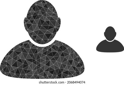 Low-Poly-Kundensymbol auf weißem Hintergrund. Flache geometrische Polygonalgrafik basierend auf Kundenpiktogramm. Polygonaler Kundenvektor besteht aus zufälligen Dreiecken.