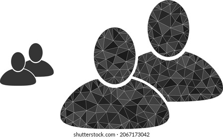 Low-poly customers icon on a white background. Flat geometric polygonal illustration based on customers icon. Polygonal customers vector is combined of randomized triangles.