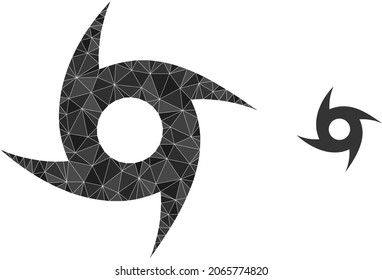 Low-poly cyclone icon on a white background. Flat geometric polygonal illustration based on cyclone pictogram. Polygonal cyclone vector is combined from random triangles.
