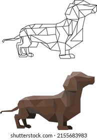 low-poly dachshund made of triangles