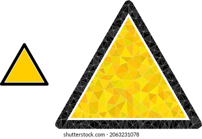 Low-poly danger triangle template icon on a white background. Flat geometric polygonal illustration based on danger triangle template icon.