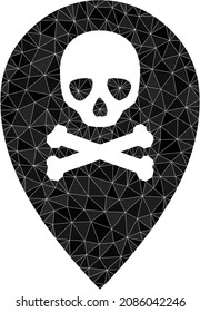 Low-poly dead place marker icon illustration is designed with scattered filled triangles. Triangulated dead place marker polygonal 2d vector illustration.