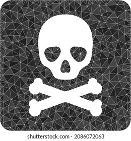 Low-poly death box icon image is combined with scattered filled triangles. Triangle death box polygonal symbol vector illustration. Death Box icon is filled with triangles.