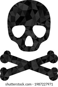 Low-poly death skull combined with random filled triangles. Triangle death skull polygonal icon illustration. Death Skull icon is filled with triangles.