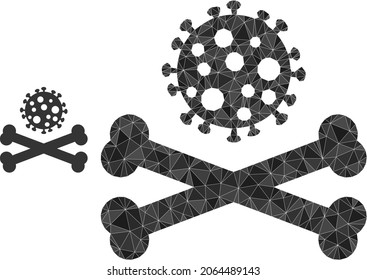 Icono de virus de la muerte de polos bajos en un fondo blanco. Ilustración poligonal geométrica plana basada en el icono del virus de la muerte. Vector de virus de muerte poligonal combinado de triángulos caóticos.