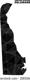 lowpoly Delaware State map. Polygonal Delaware State map vector filled of randomized triangles. Triangulated Delaware State map polygonal model for political posters.