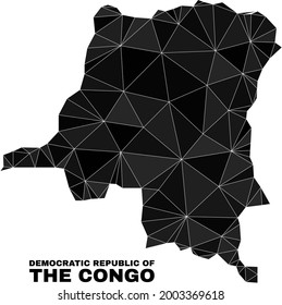 Low-poly Democratic Republic of the Congo map. Polygonal Democratic Republic of the Congo map vector is filled of scattered triangles.