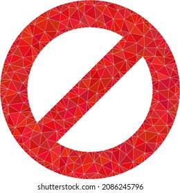 Low-poly deny icon illustration designed with randomized filled triangles. Triangulated deny polygonal 2d vector illustration. Deny icon is filled with triangles.