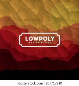 Lowpoly design over landscape, crumpled  background, vector illustration