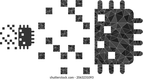 lowpoly digital chip generation icon on a white background. Flat geometric polygonal symbol based on digital chip generation icon.