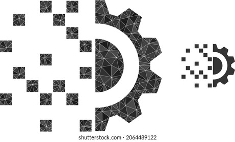 icono de generación de engranajes digitales bajo sobre un fondo blanco. Símbolo poligonal geométrico plano basado en el icono de generación de engranajes digitales.