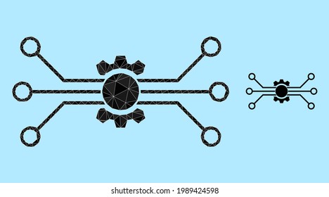 lowpoly digital tech icon on a sky blue background. Polygonal digital tech vector constructed of randomized triangles. Triangulated digital tech polygonal icon illustration.