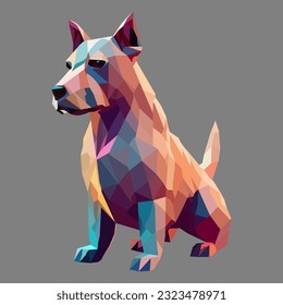 Lowpoly dog sit looking to foward