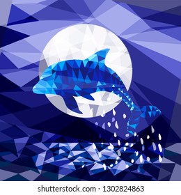 Low-poly dolphin art picture 