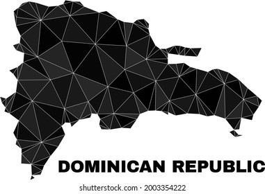 Mapa de República Dominicana de bajo poste. Mapa de la República Dominicana poligonal combinado de triángulos caóticos. Mapa triangular de la República Dominicana de modelo poligonal para plantillas políticas.