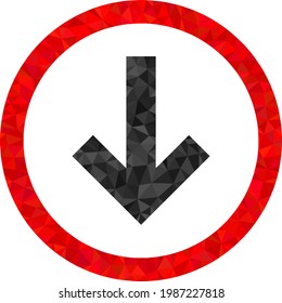Low-poly drop down constructed with scattered filled triangles. Triangle drop down polygonal icon illustration. Drop Down icon is filled with triangles.