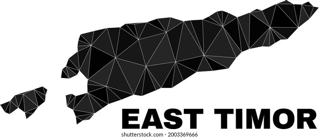 Low-Poly-Osttimor-Karte. Der polygonale Osttimor-Kartenvektor ist mit zufälligen Dreiecken gefüllt. Triangulierte Ost-Timor-Karte polygonale Collage für politische Plakate.