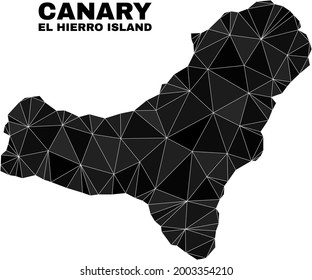 lowpoly El Hierro Island map. Polygonal El Hierro Island map vector is designed of chaotic triangles. Triangulated El Hierro Island map polygonal abstraction for patriotic templates.