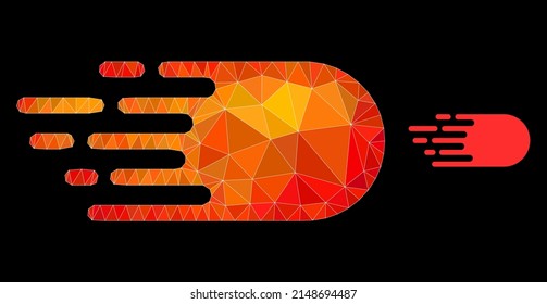 lowpoly electron flight icon with orange vibrant gradient. Triangulated orange vibrant electron flight polygonal icon illustration.