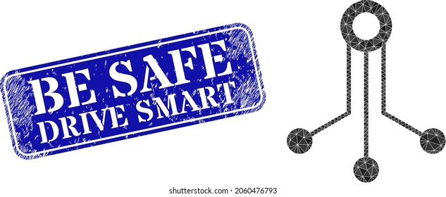 Sensor electrónico de bajo nivel de pólice combinado con triángulos rellenos dispersos y sello de sello inteligente de Be Safe Drive.