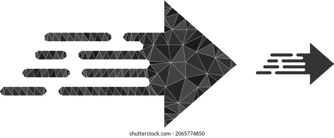 Low-poly express movement arrow icon on a white background. Flat geometric polygonal illustration based on express movement arrow icon.