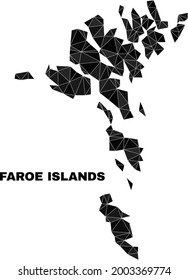 Low-poly Faroe Islands map. Polygonal Faroe Islands map vector combined with randomized triangles. Triangulated Faroe Islands map polygonal collage for political purposes.