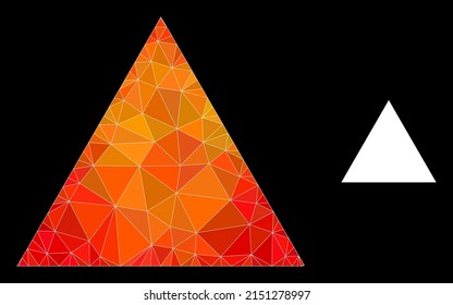 Icono de triángulo bajo relleno de polilla con gradiente vibrante de llama. Ilustración triangular triangular con vibrante llama triangular.
