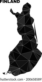 lowpoly Finland map. Polygonal Finland map vector is designed with chaotic triangles. Triangulated Finland map polygonal abstraction for patriotic illustrations.