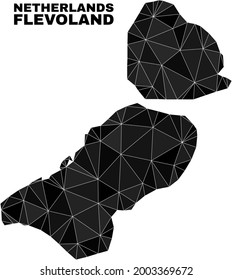 lowpoly Flevoland Province map. Polygonal Flevoland Province map vector designed with random triangles. Triangulated Flevoland Province map polygonal model for political purposes.