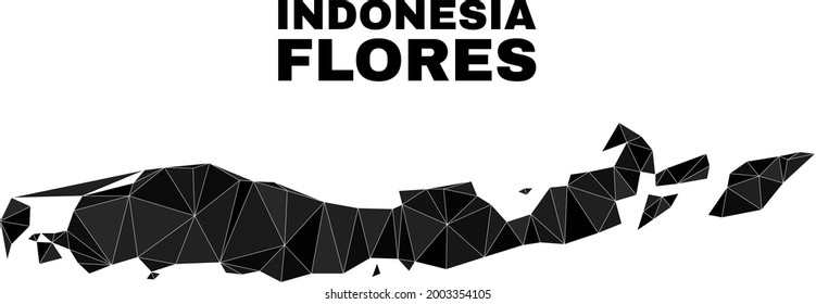 Low-poly Flores Islands of Indonesia map. Polygonal Flores Islands of Indonesia map vector is filled with random triangles.