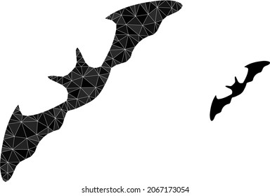 lowpoly flying bat icon on a white background. Flat geometric polygonal symbol based on flying bat pictogram. Polygonal flying bat vector designed with randomized triangles.